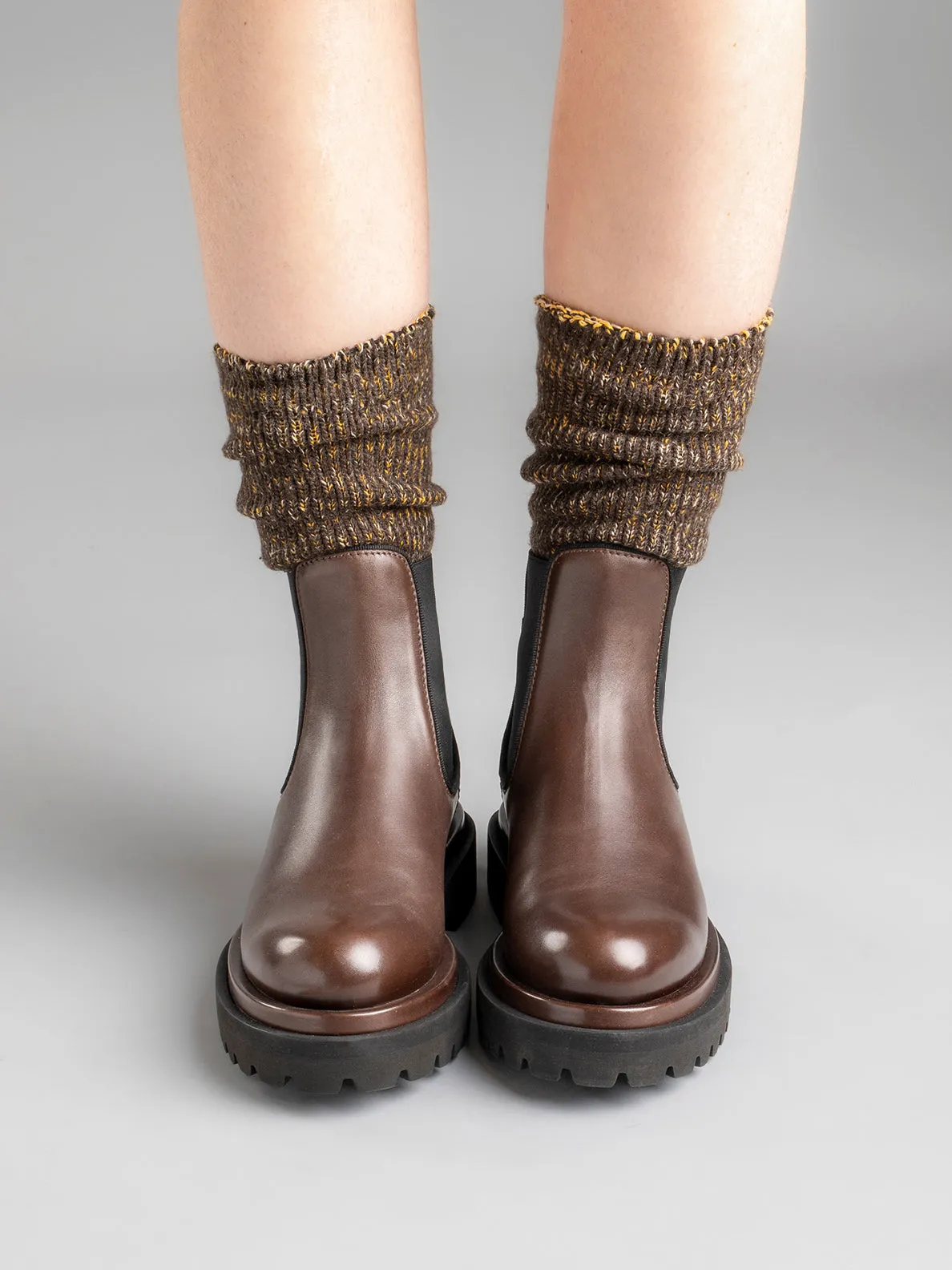 WISAL 006 - Brown Leather Chelsea Booties