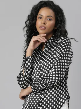 Women Black Polka Dots Shirt