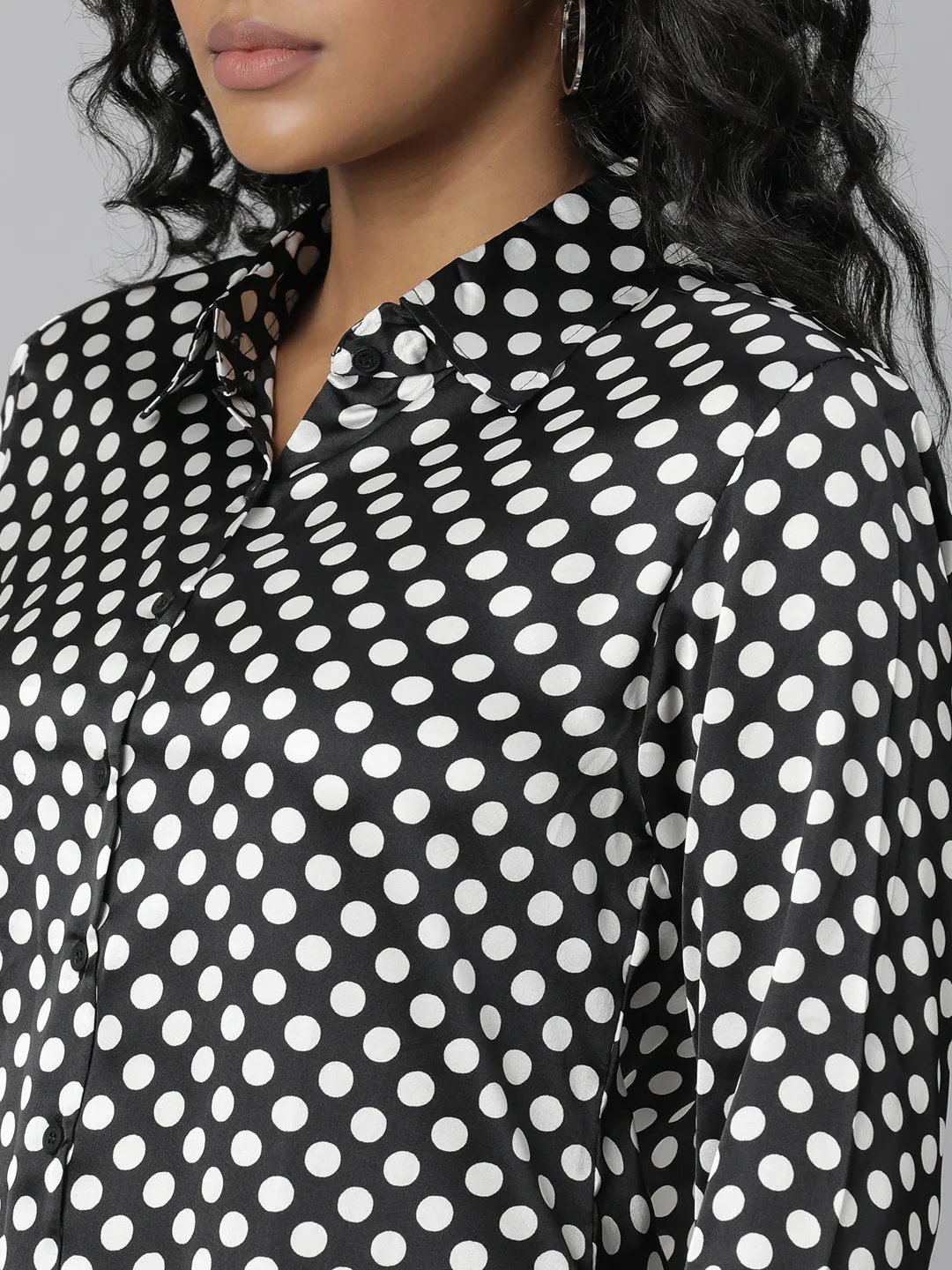 Women Black Polka Dots Shirt