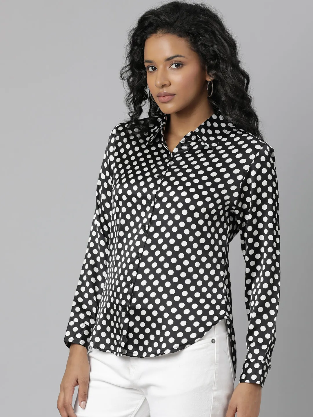 Women Black Polka Dots Shirt