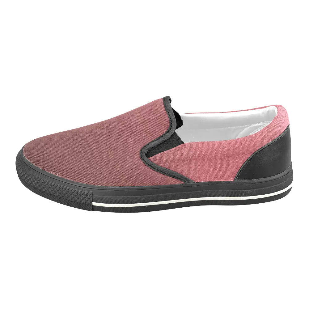 Women's Big Size Wine Color Solids Print Slip-on Canvas Shoes