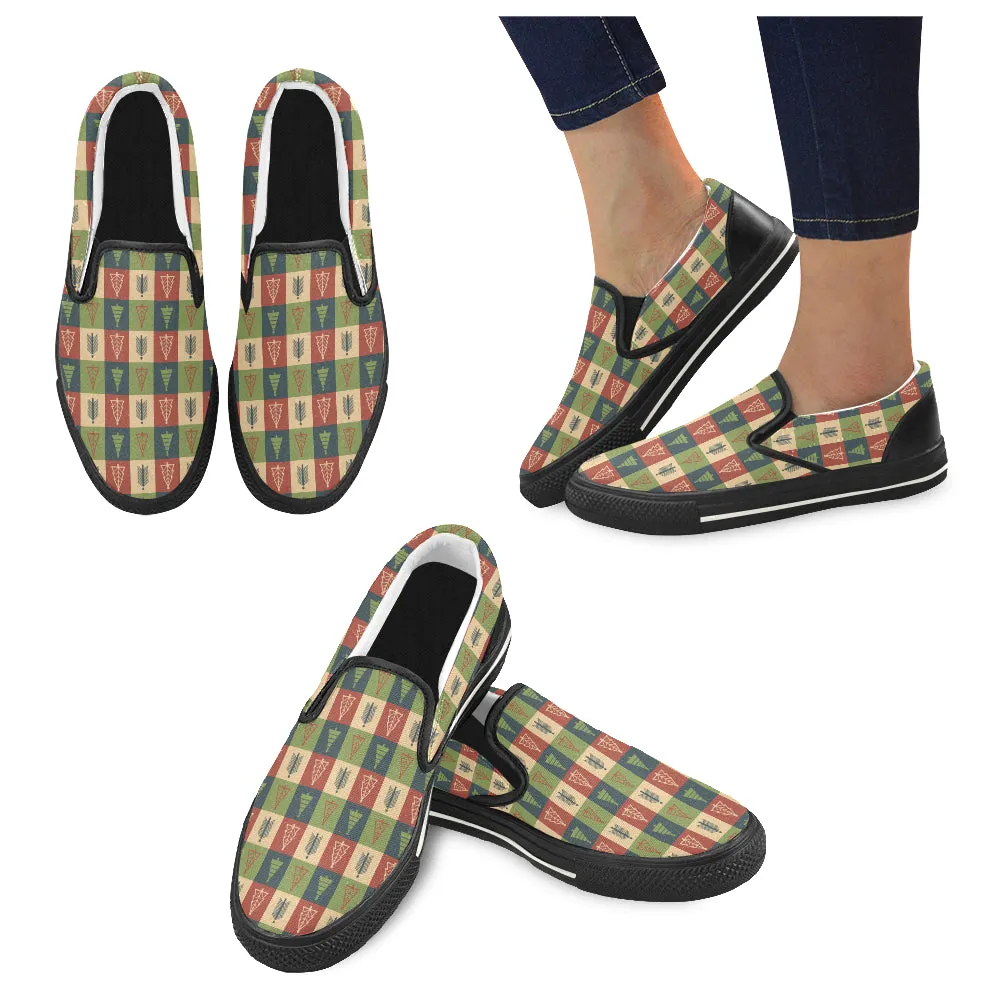 Women's Christmas Trees Print Big Size Canvas Slip On Shoes