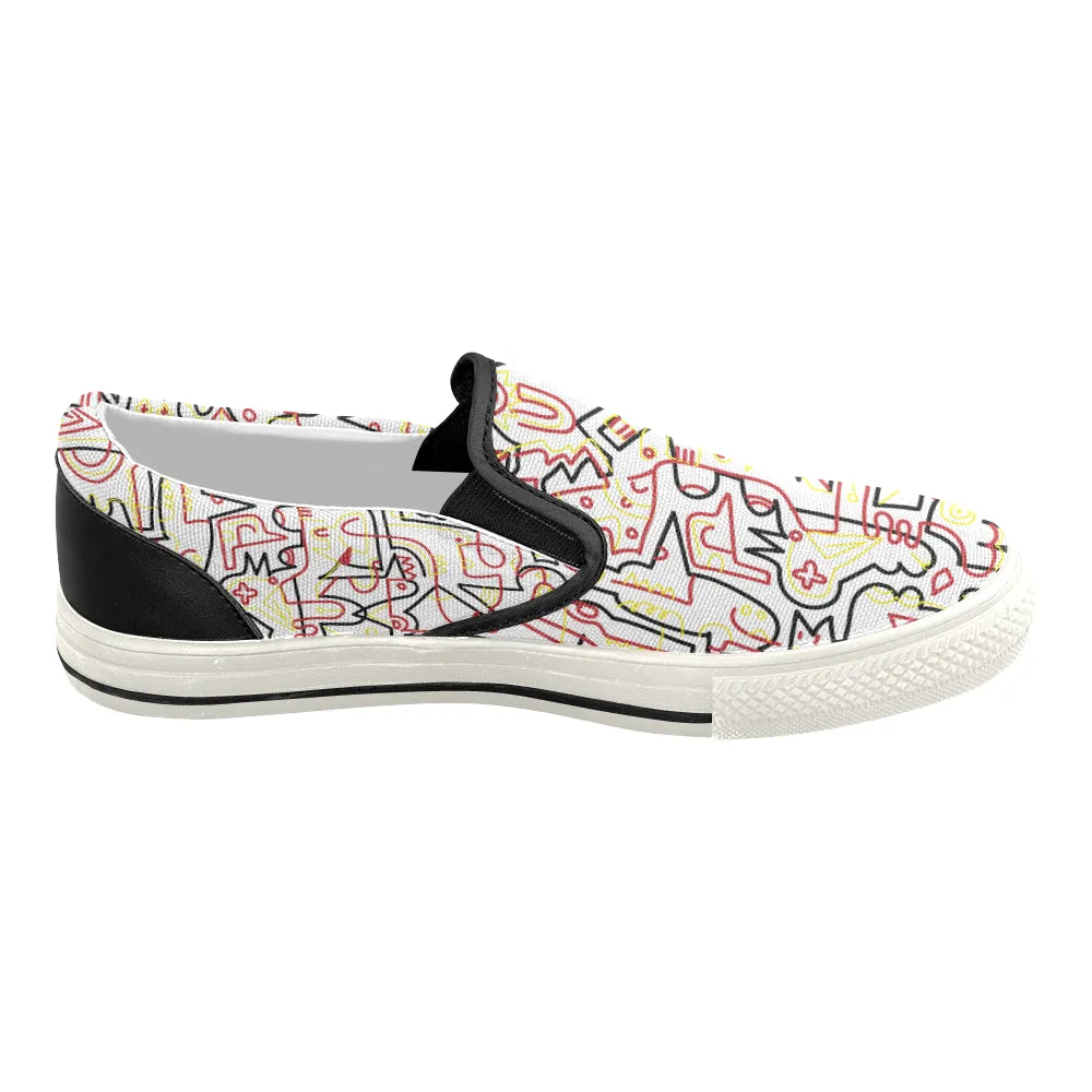 Women's Tangled Doodle Print Canvas Slip-on Shoes