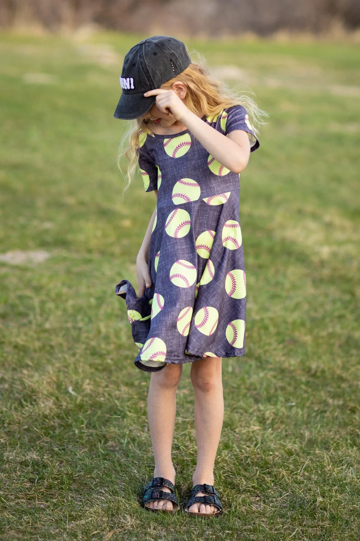 Yellow & Dark Grey Softball Dress