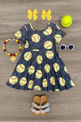 Yellow & Dark Grey Softball Dress